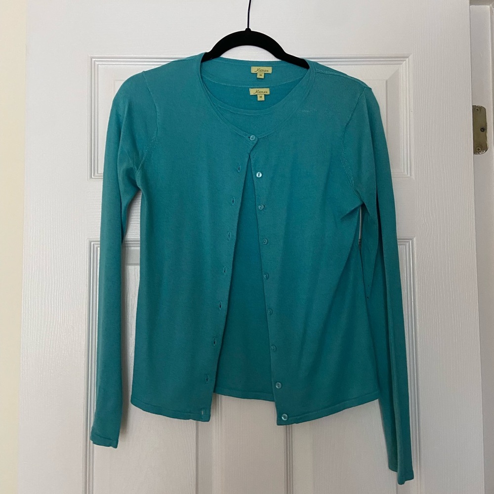 Silk and cashmere blend two piece cardigan and tank